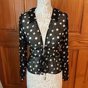 NWT Abercrombie Long Sleeve Tie Front Sheer Top